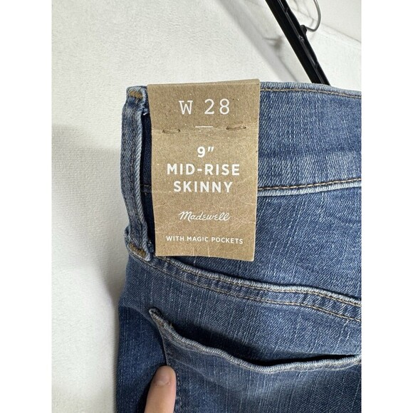 Madewell 9” Mid-Rise Skinny Jeans Size 28 Pendale Wash Stretch Magic Pockets NEW - Picture 4 of 12